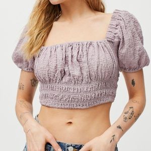 NWT UO cropped smocked blouse
